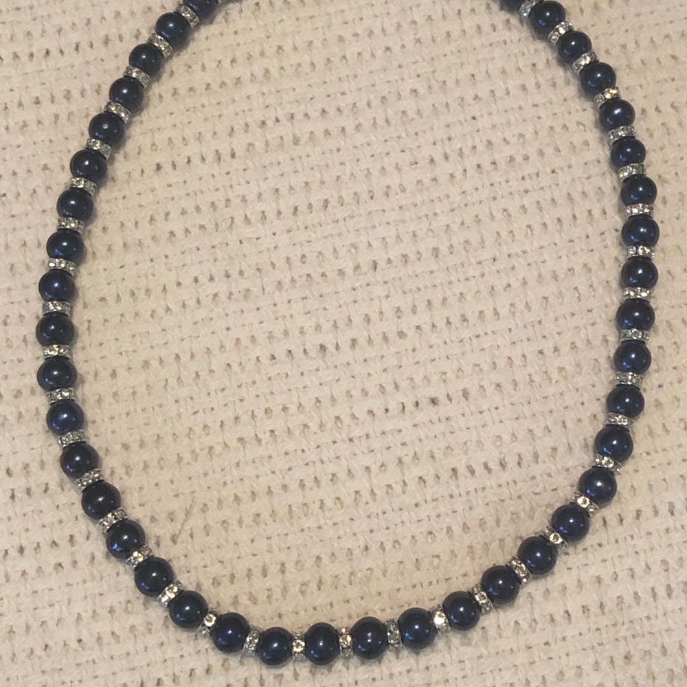 18 inch very nice quality Blue bead and silver
